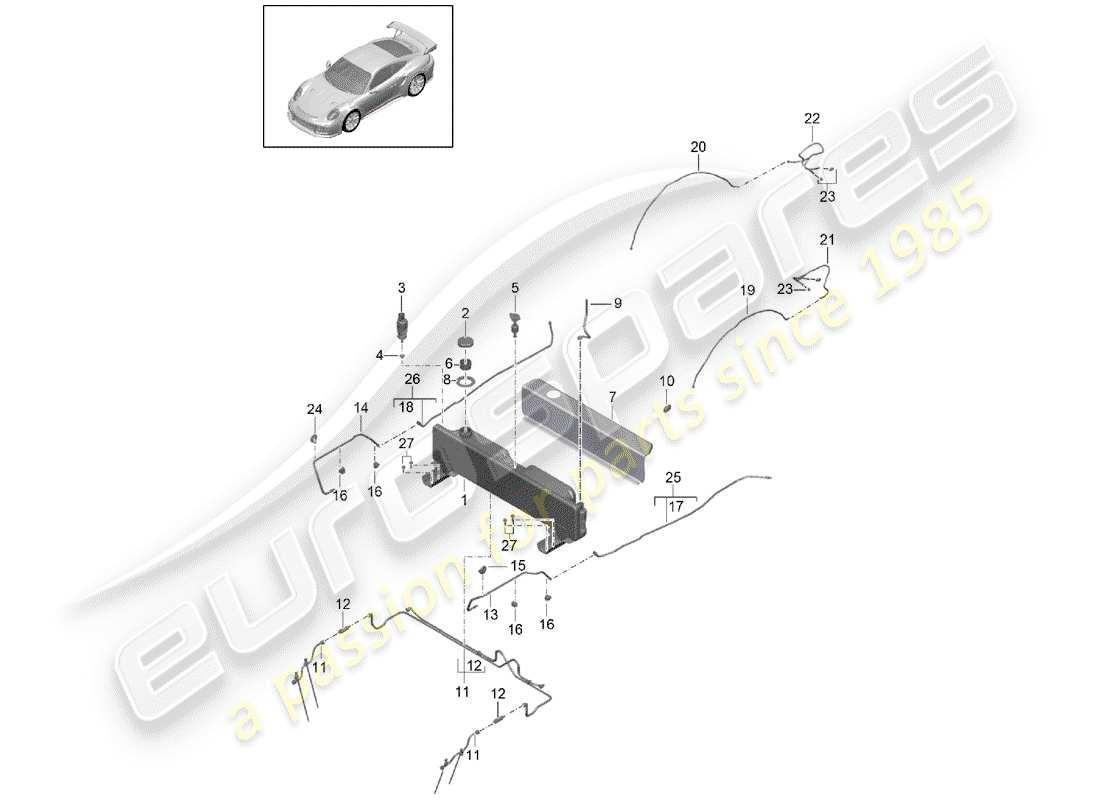 porsche 2015 (991-1 turbo) water reservoir for water part diagram