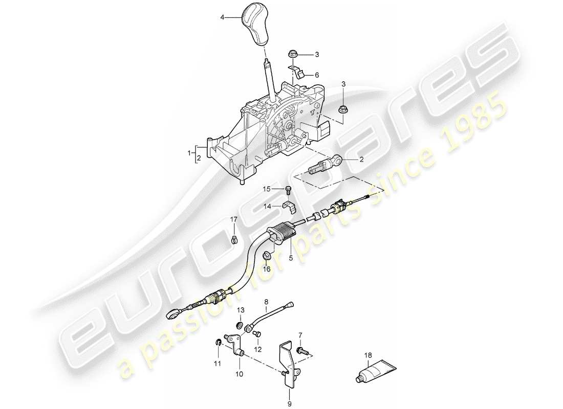 porsche 2007 (987 boxster) selector lever part diagram