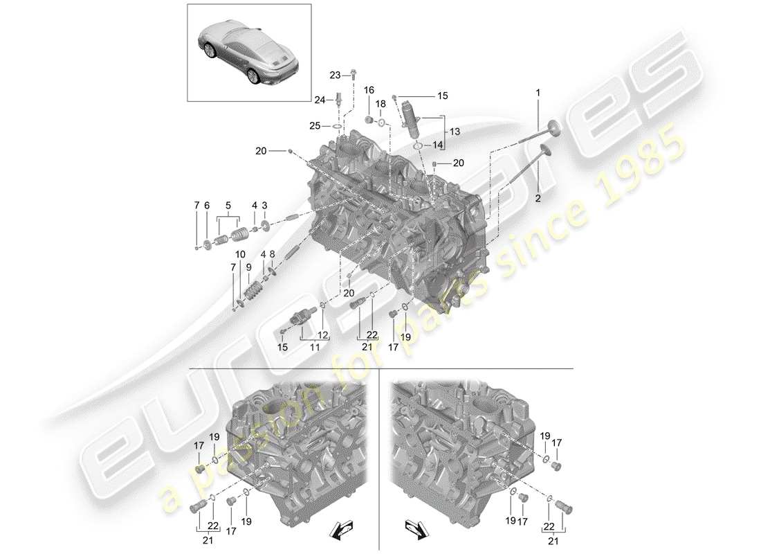 porsche 2017 (991-2 turbo) cylinder head part diagram