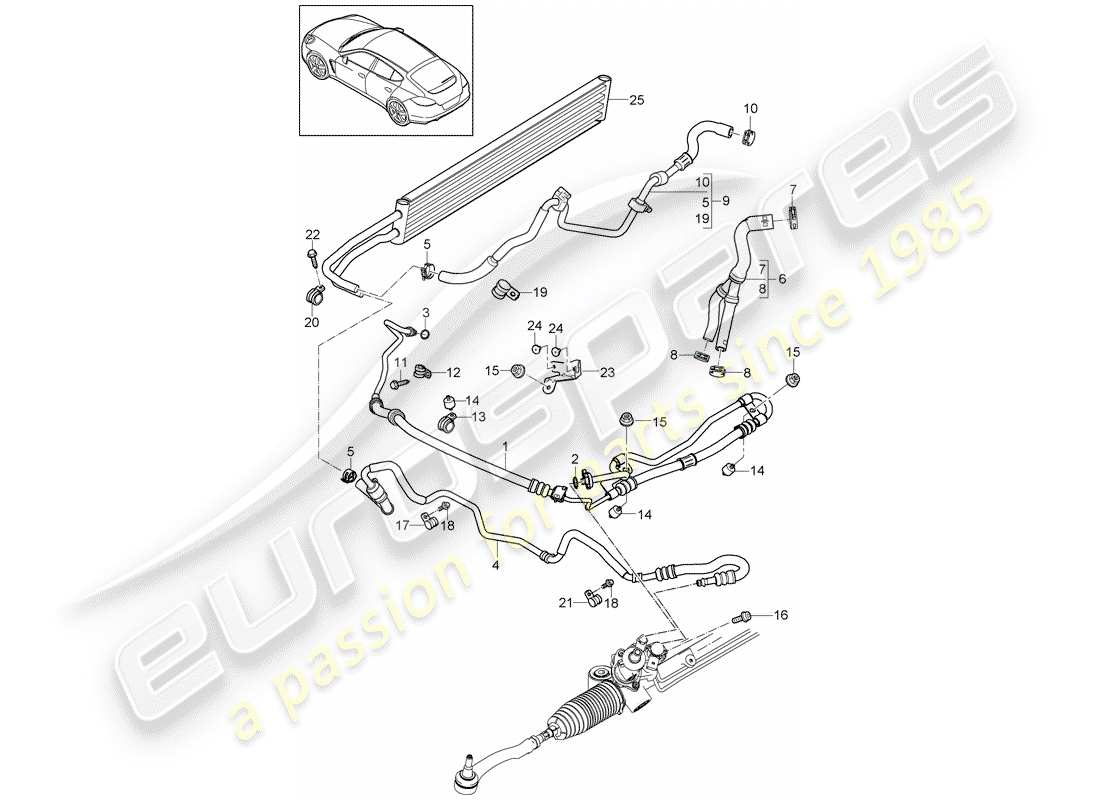 porsche panamera 970 (2012) power steering parts diagram