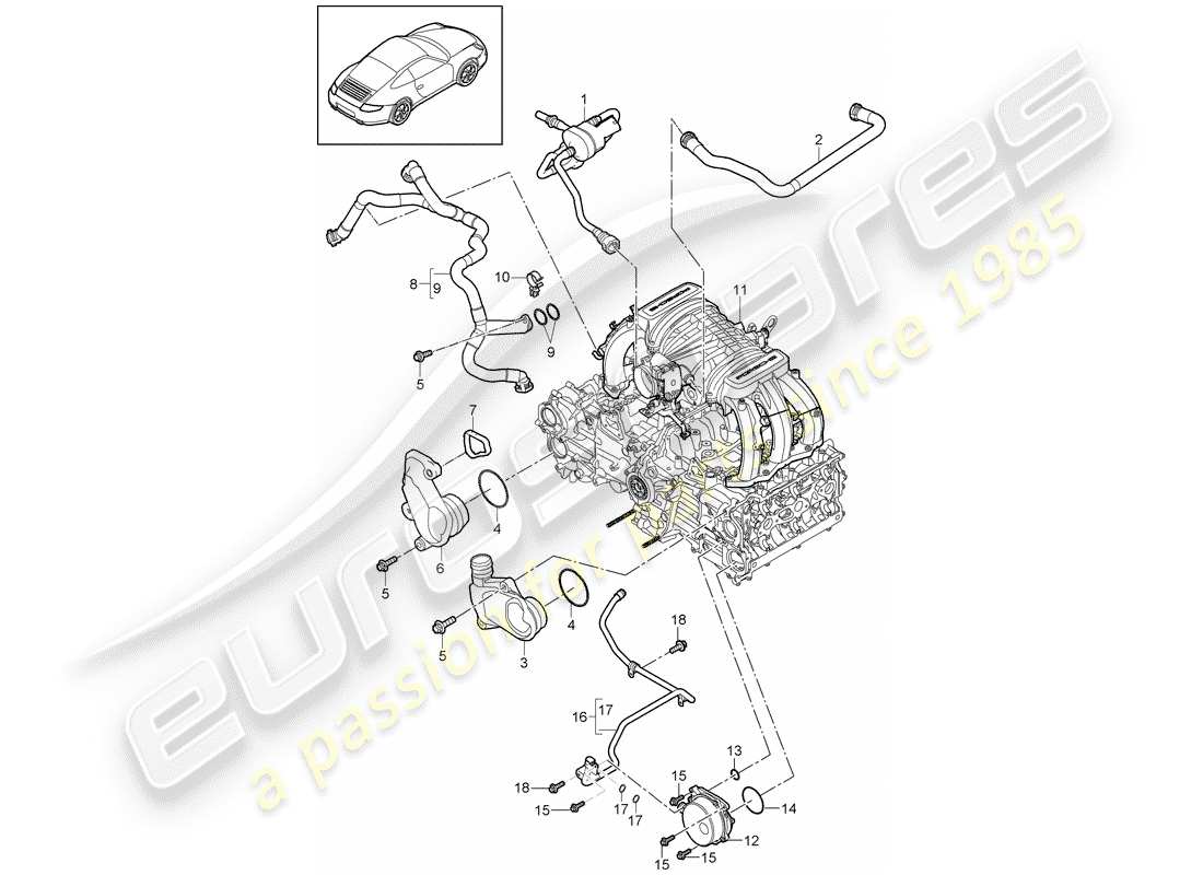 porsche 2012 (997-2) crankcase part diagram