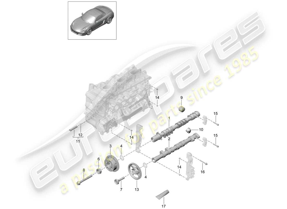 porsche 2013 (981 boxster) camshaft parts diagram