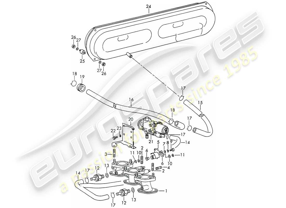 porsche 1966 (911/912) vacuum system - for - clutch release - for - sportomatic part diagram