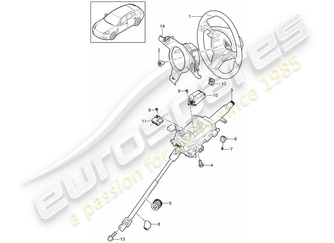porsche panamera 970 (2012) steering wheels part diagram