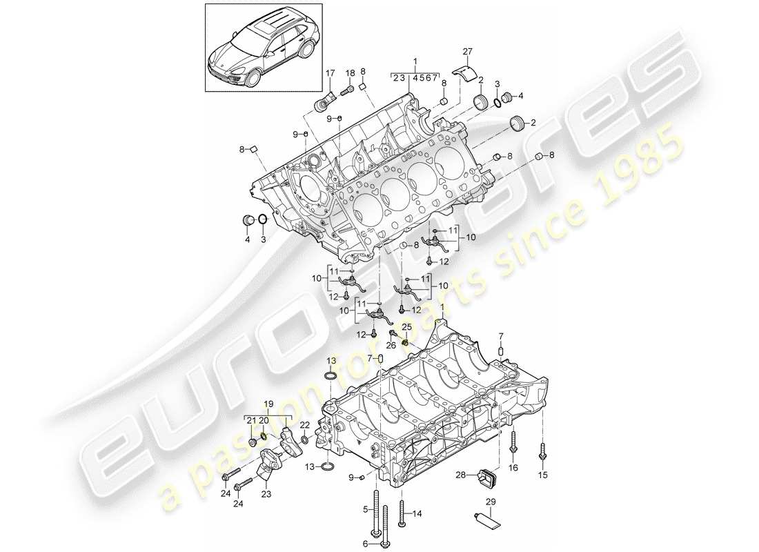 porsche 2018 (cayenne e2 92a) crankcase parts diagram