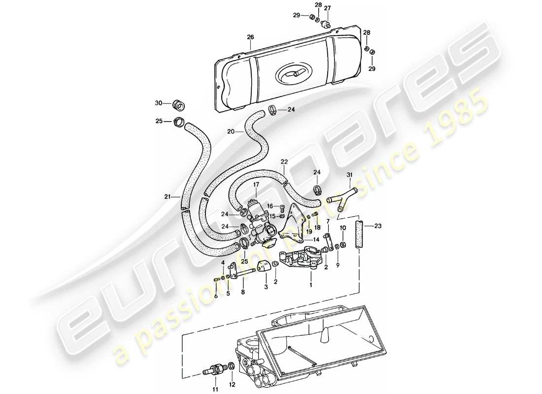 porsche 1978 (911) supplier - -spm- - vacuum system - for - clutch release part diagram