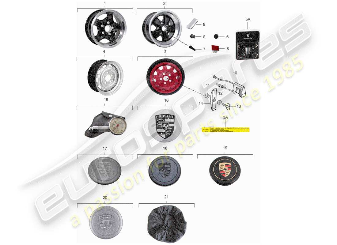 porsche 1979 (911) wheels part diagram