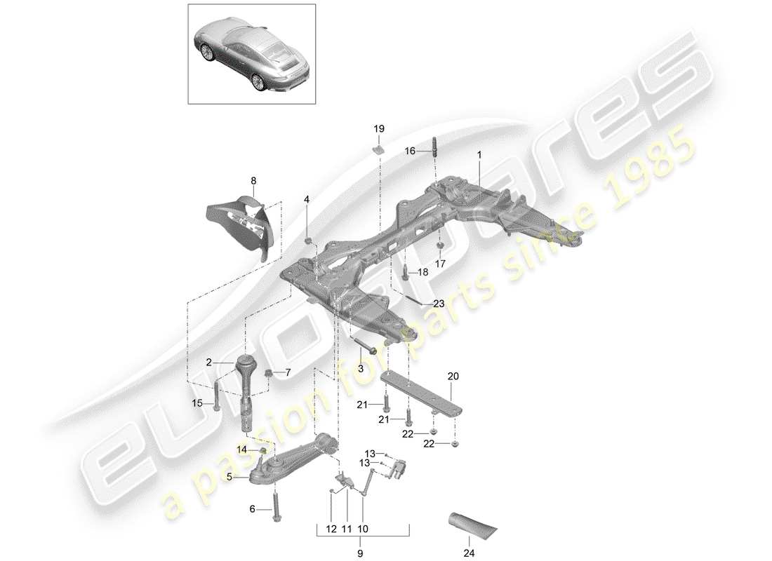 porsche 2017 (991-2) cross member part diagram