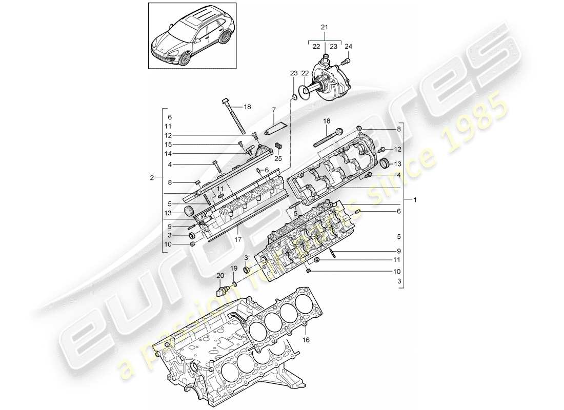 porsche 2011 (cayenne e2 92a) cylinder head part diagram