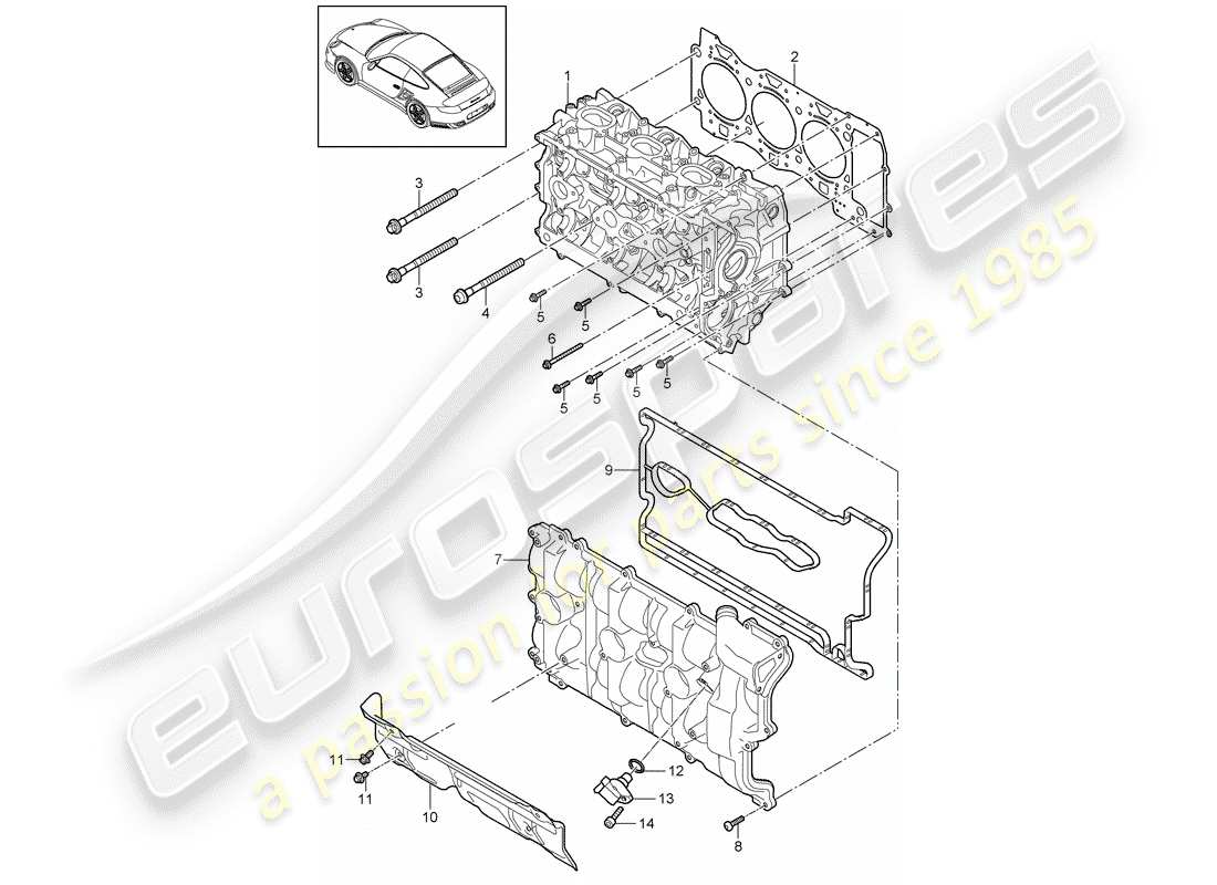 porsche 2011 (997-2 turbo / gt2 rs) cylinder head part diagram