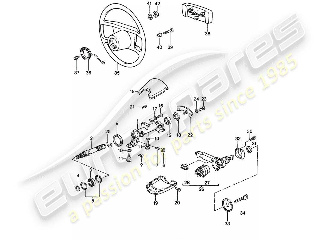 porsche 1989 (911) steering parts part diagram