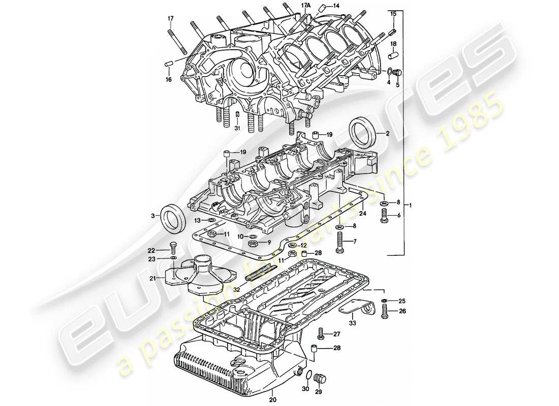 porsche 1981 (928) crankcase part diagram