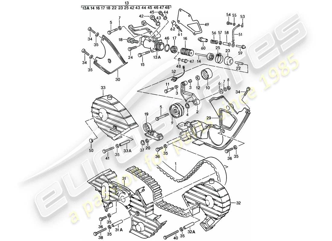 porsche 1983 (928) driving mechanism - camshaft part diagram