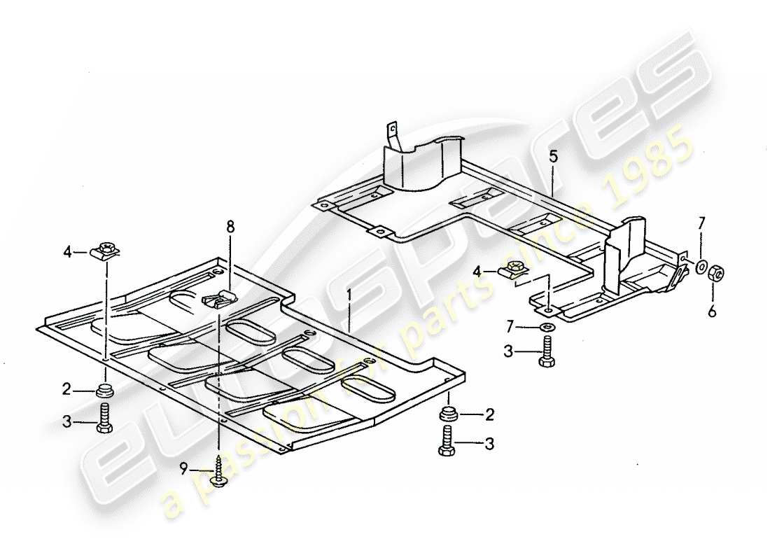 porsche 1993 (968) underside protection parts diagram