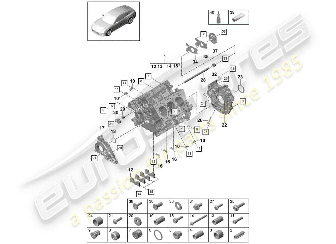 porsche panamera 971 (2018) crankcase part diagram