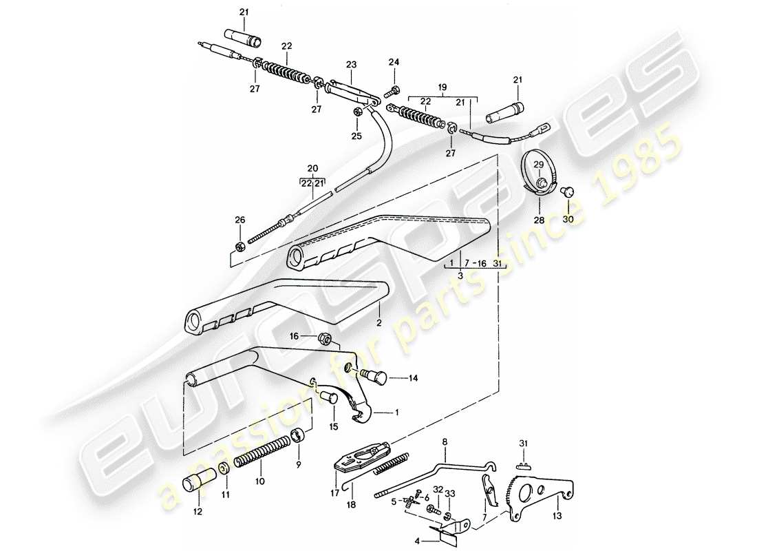 porsche 1990 (944) hand brake lever part diagram