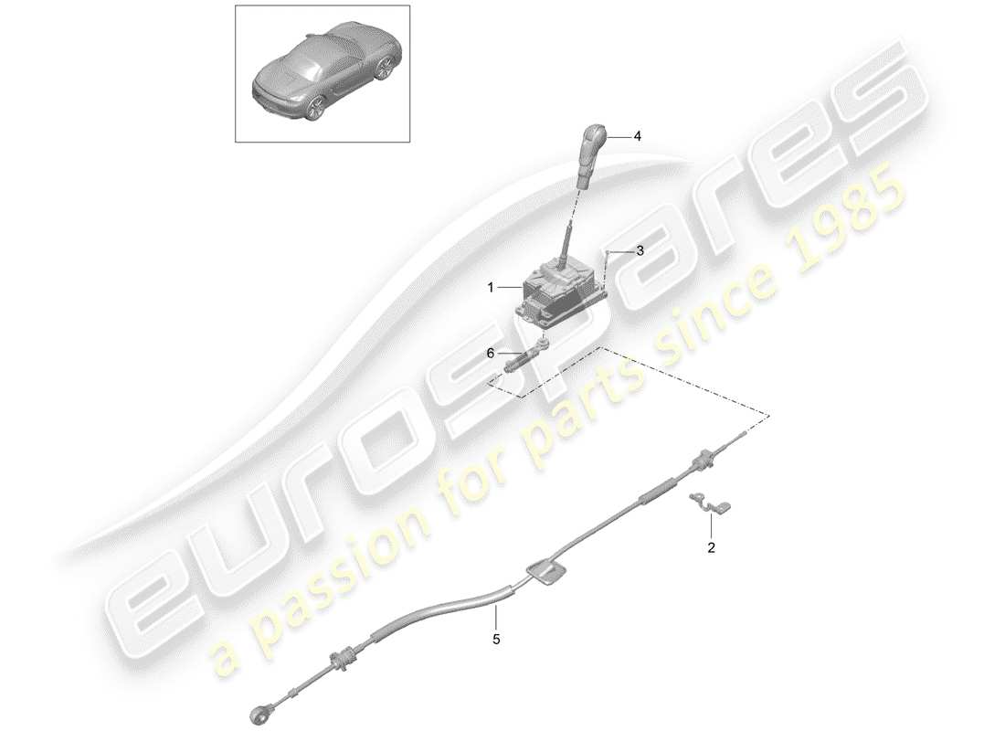 porsche 2012 (981 boxster) selector lever part diagram