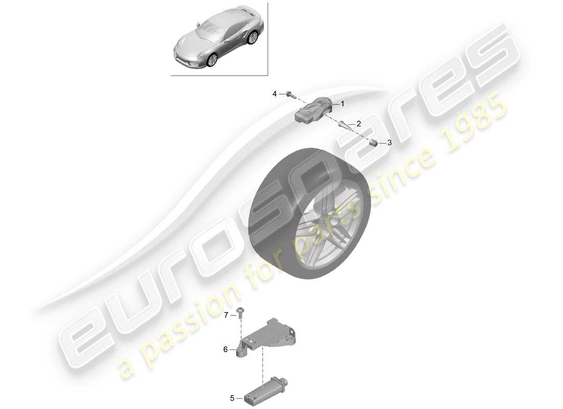 porsche 991 turbo (2014) tire pressure control system part diagram