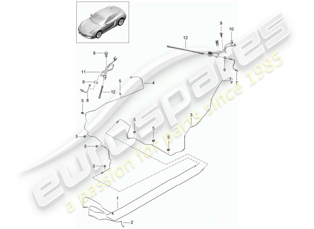 porsche 2014 (981 cayman) brake lines parts diagram