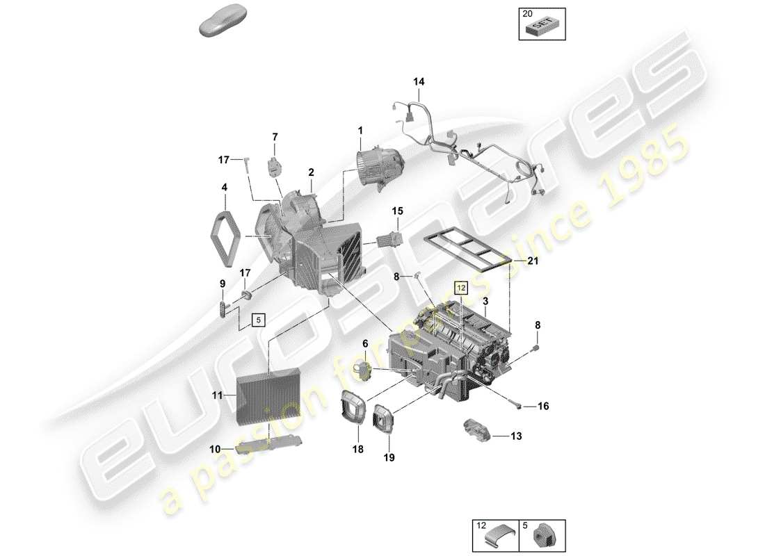 porsche 2020 (718 boxster spyder) air con. service device part diagram