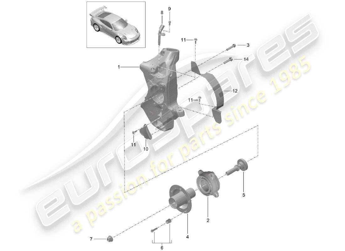 porsche 2016 (991-1 turbo) wheel carrier part diagram