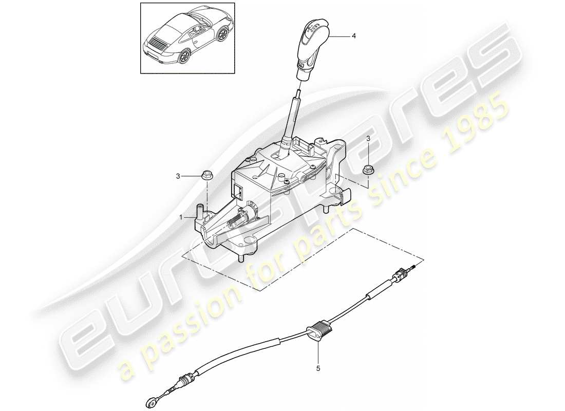 porsche 2011 (997-2) selector lever parts diagram