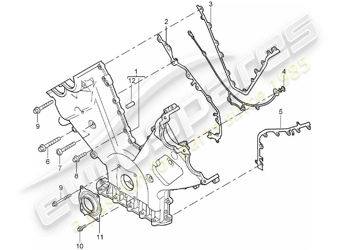 porsche cayenne (2004) cover for timing chain part diagram