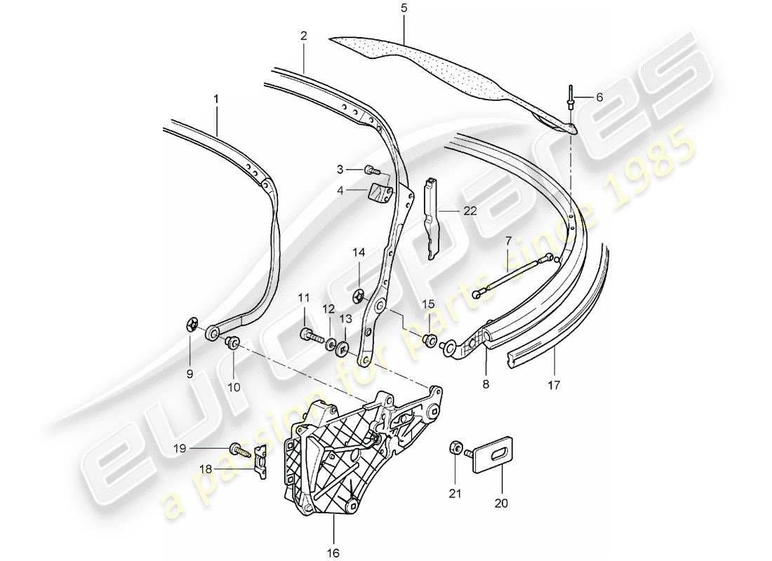porsche 2005 (997-1) top frame part diagram