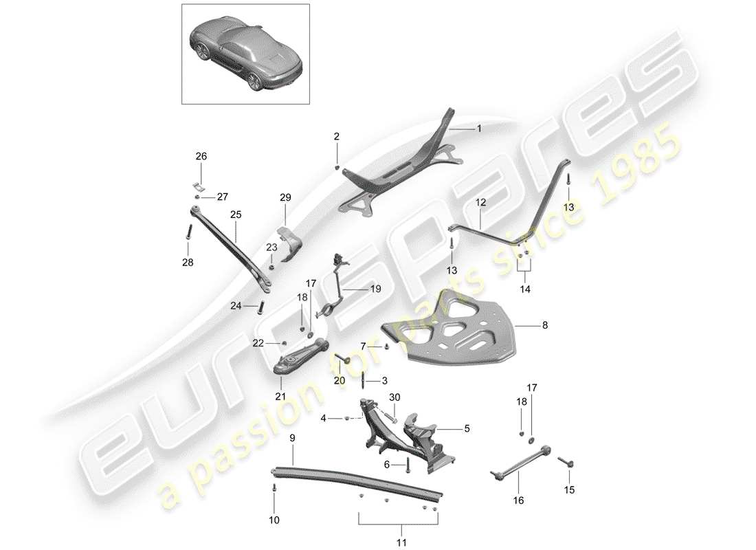 porsche 2012 (981 boxster) rear axle part diagram