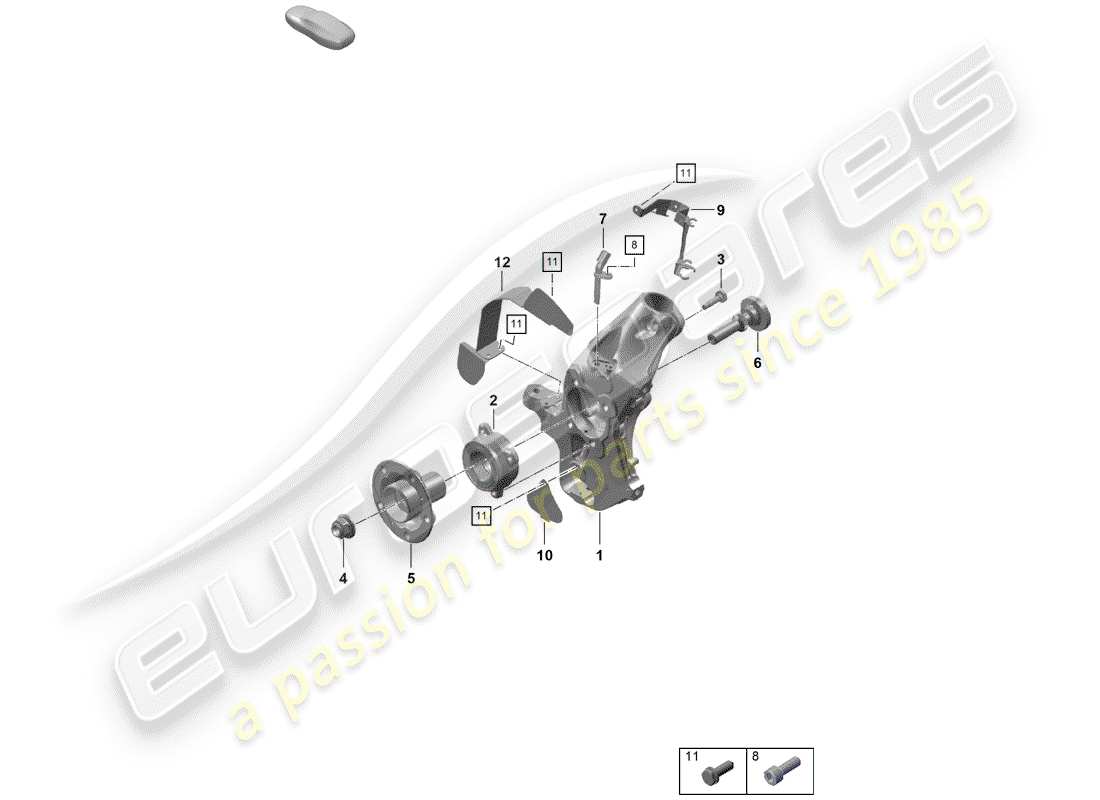 porsche 2020 (718 boxster spyder) wheel carrier part diagram