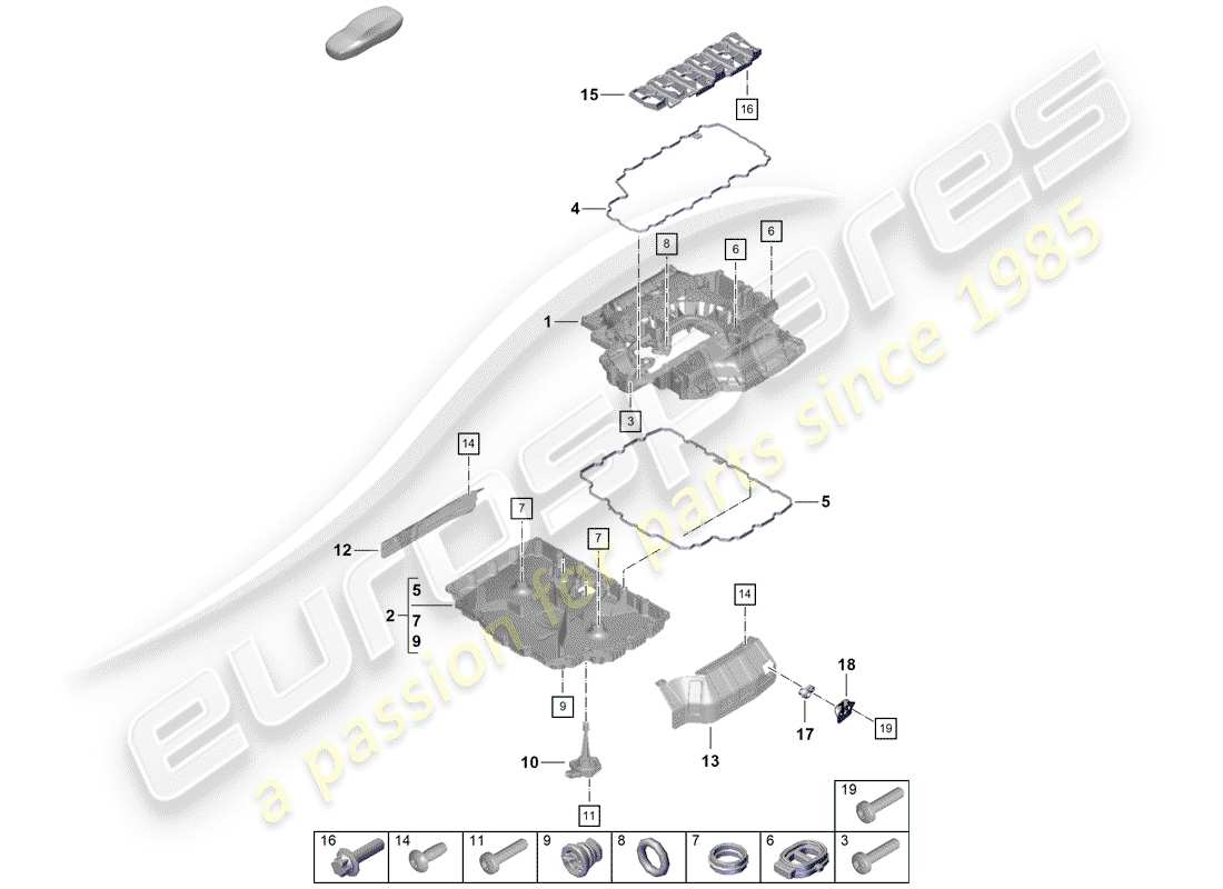 porsche 2020 (718 boxster spyder) oil pan part diagram