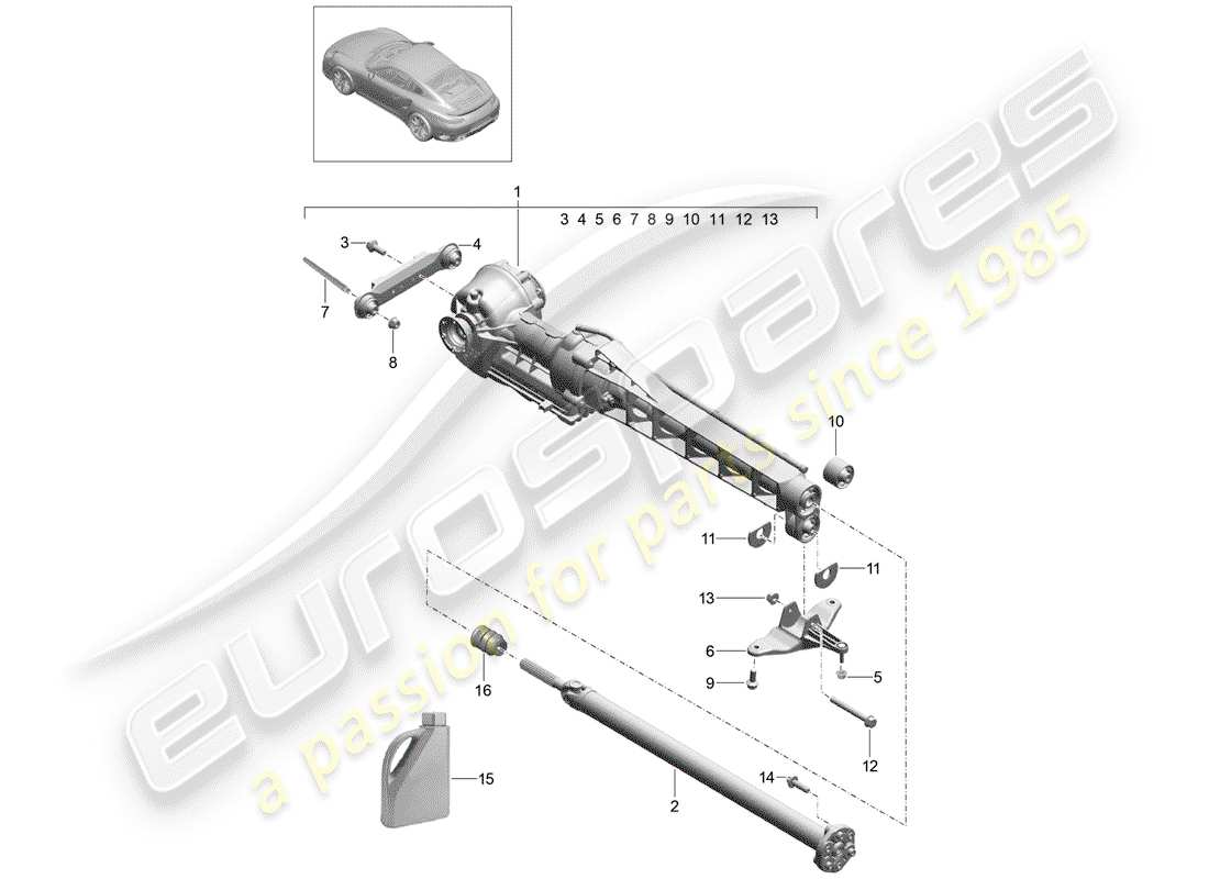 porsche 991 turbo (2016) front axle differential part diagram