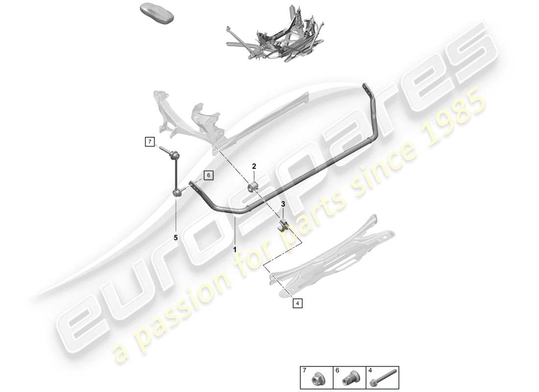 porsche 2020 (718 boxster spyder) stabilizer part diagram