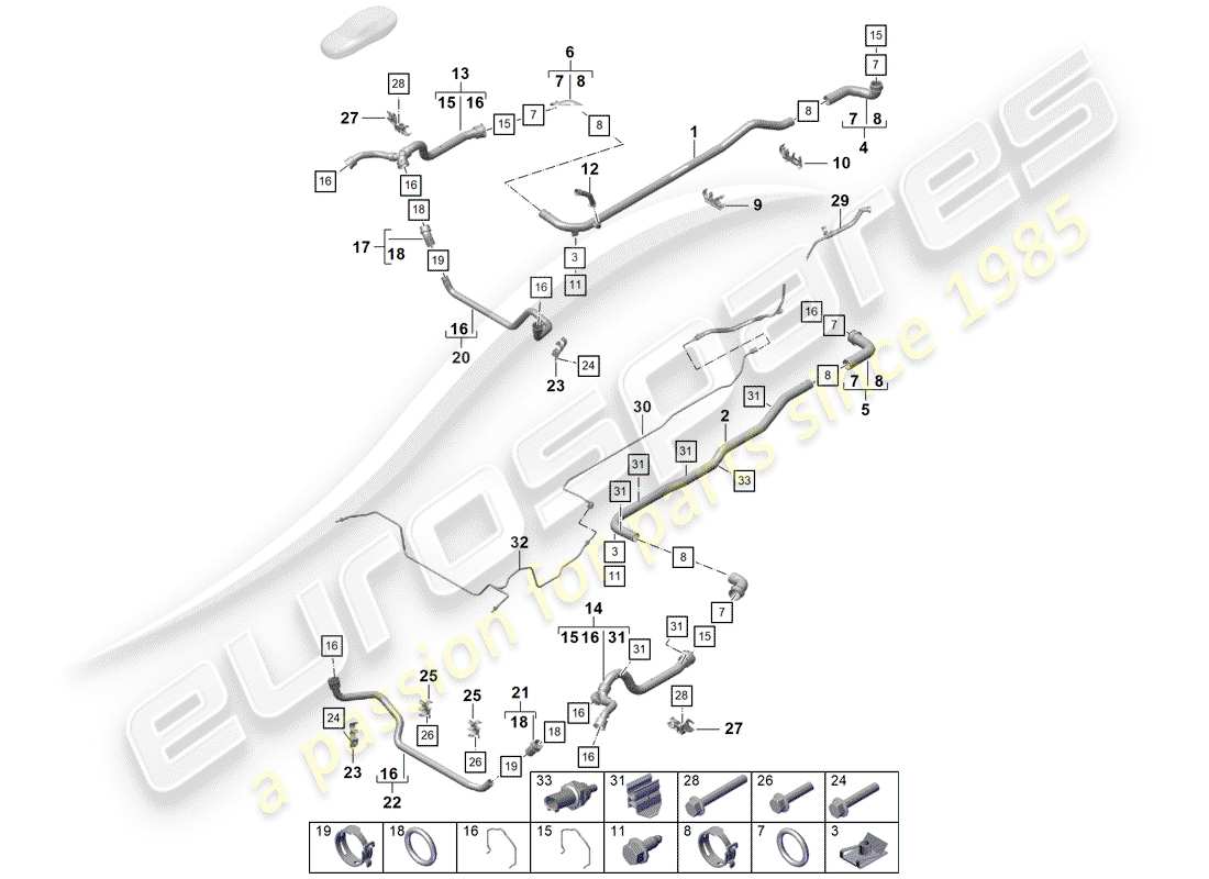 porsche 2020 (718 boxster spyder) water cooling part diagram