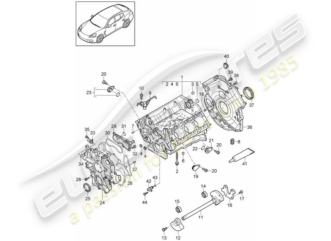 porsche panamera 970 (2015) crankcase parts diagram