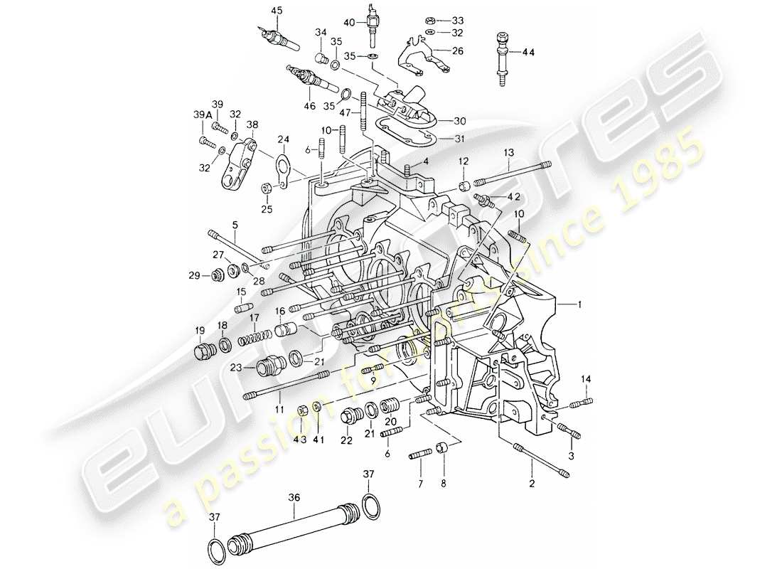 porsche 1994 (964) crankcase parts diagram