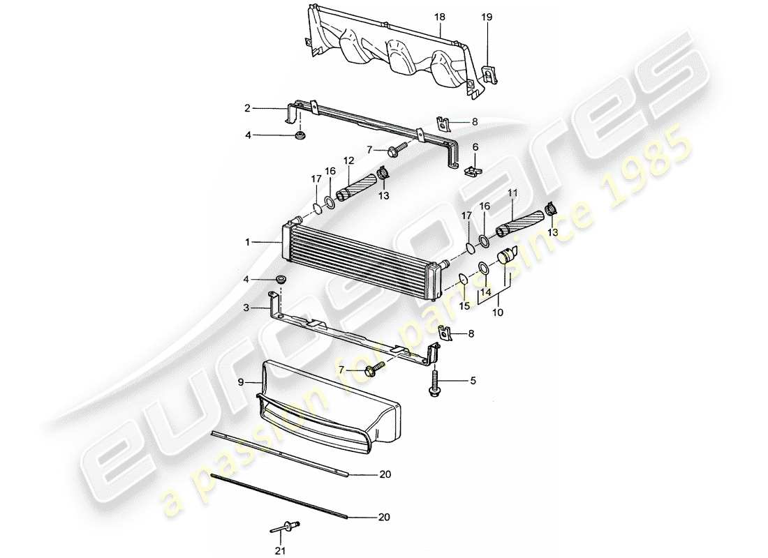 porsche 2005 (996 turbo / gt2) radiator parts diagram