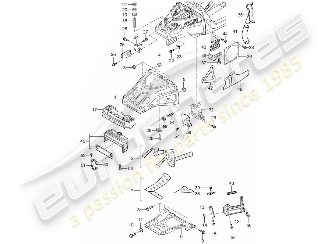 porsche 2005 (carrera gt) rear end part diagram
