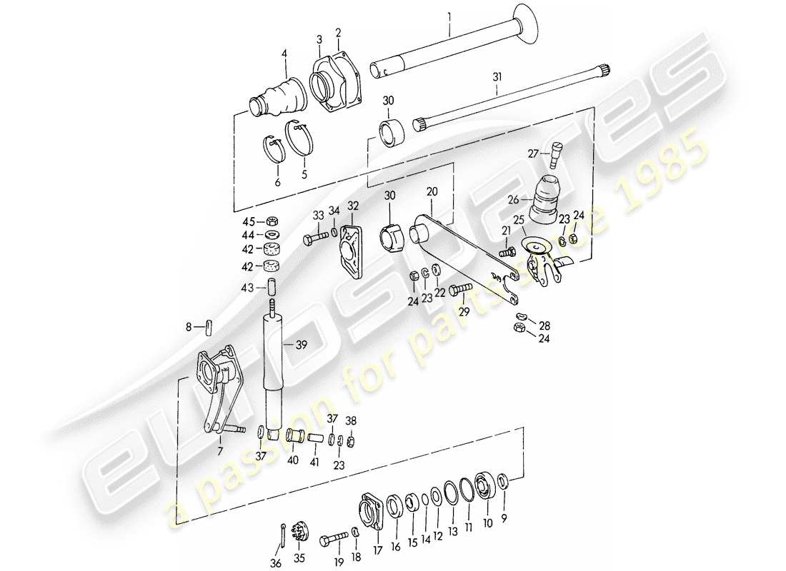 porsche 1955 (356/356a) rear axle parts diagram