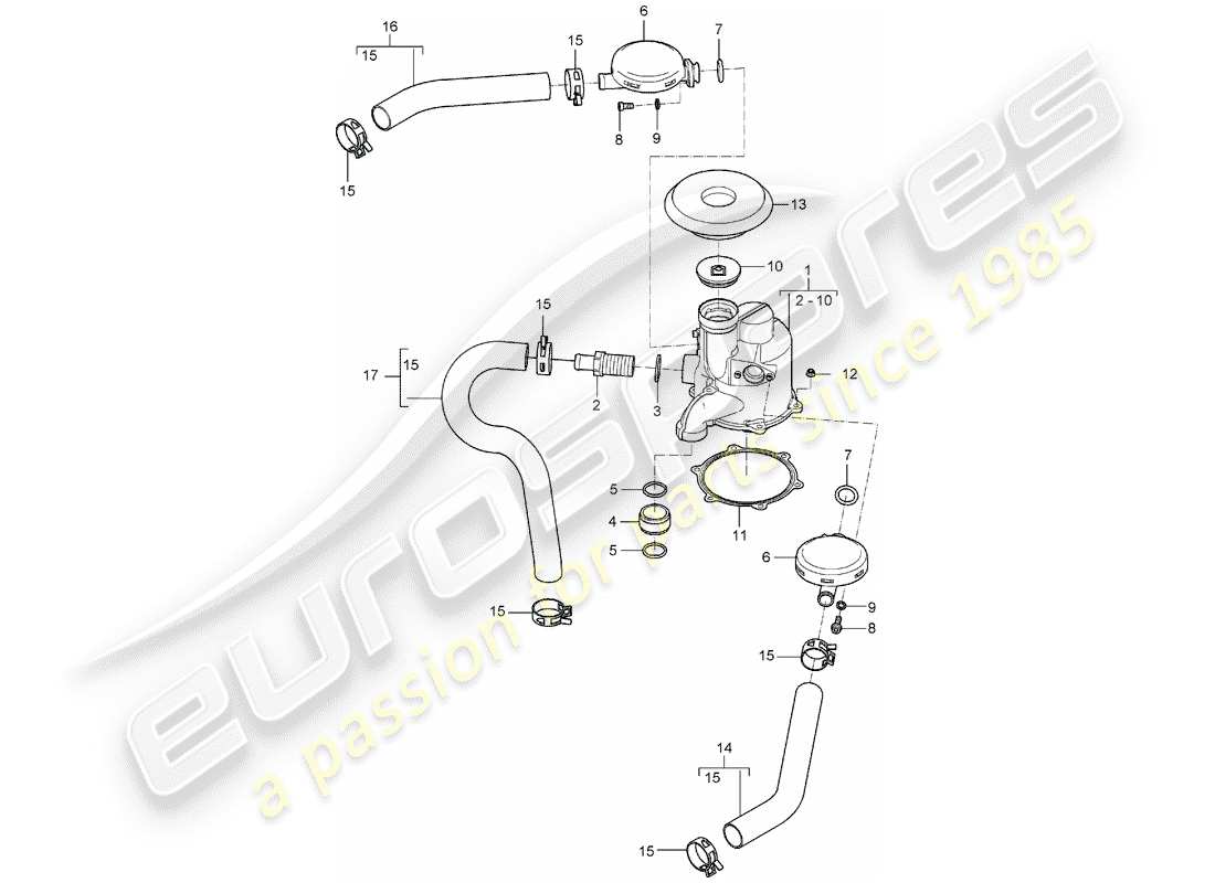 porsche 2004 (carrera gt) engine lubrication - air/oil separator part diagram