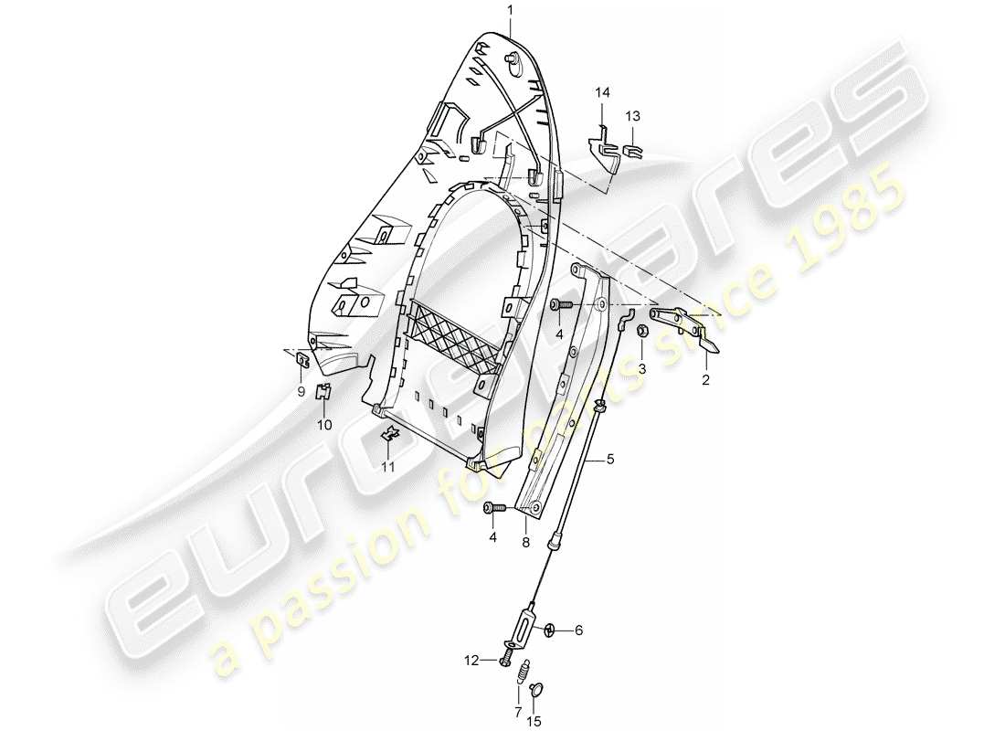 porsche 2001 (996) backrest shell - standard seat - comfort seat - d - mj 1998>> - mj 1998 part diagram
