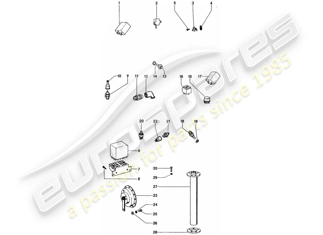 porsche 1975 (914) switch - relay - horn part diagram