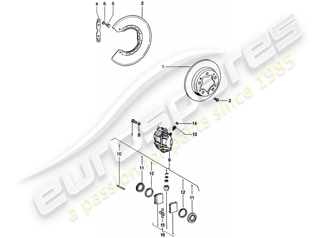 porsche 1970 (914) disc brakes part diagram