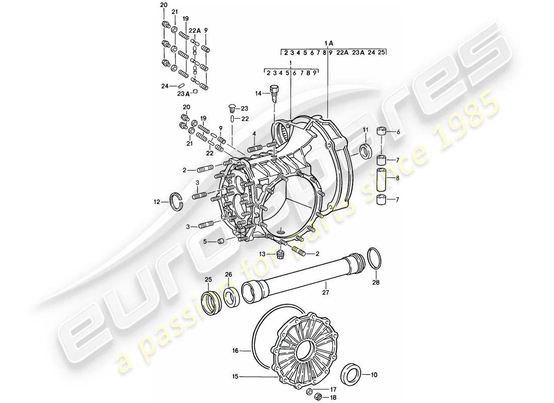 porsche 1984 (911) replacement transmission - transmission case parts diagram