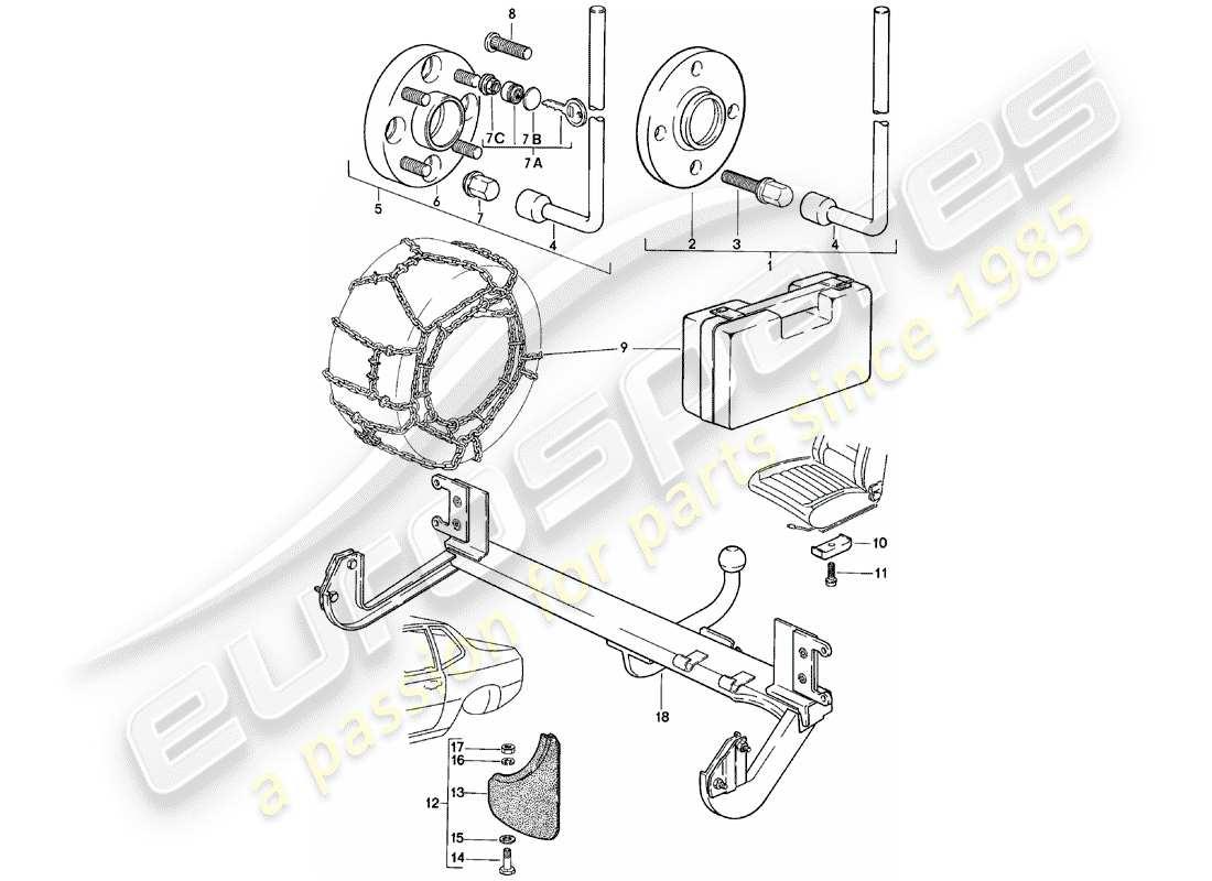 porsche 1985 (924) accessories parts diagram