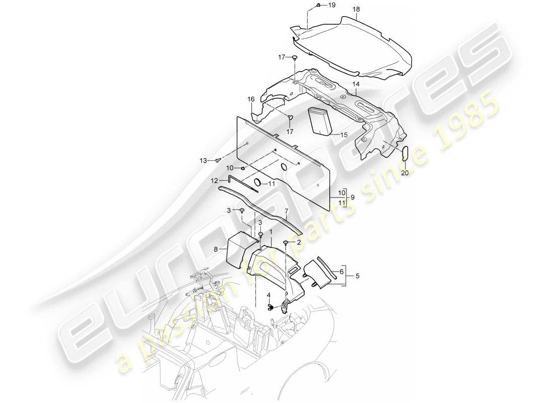 porsche 2009 (997-2) trims parts diagram