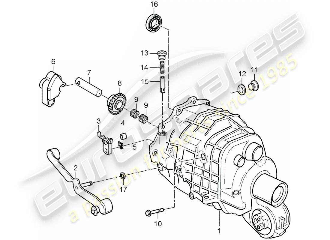 porsche 1999 (996) transmission case - transmission cover parts diagram