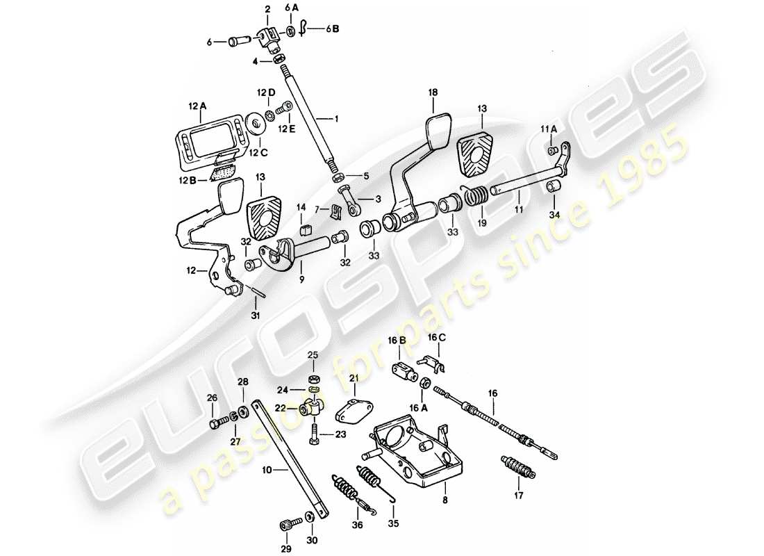 porsche 1981 (911) pedals part diagram