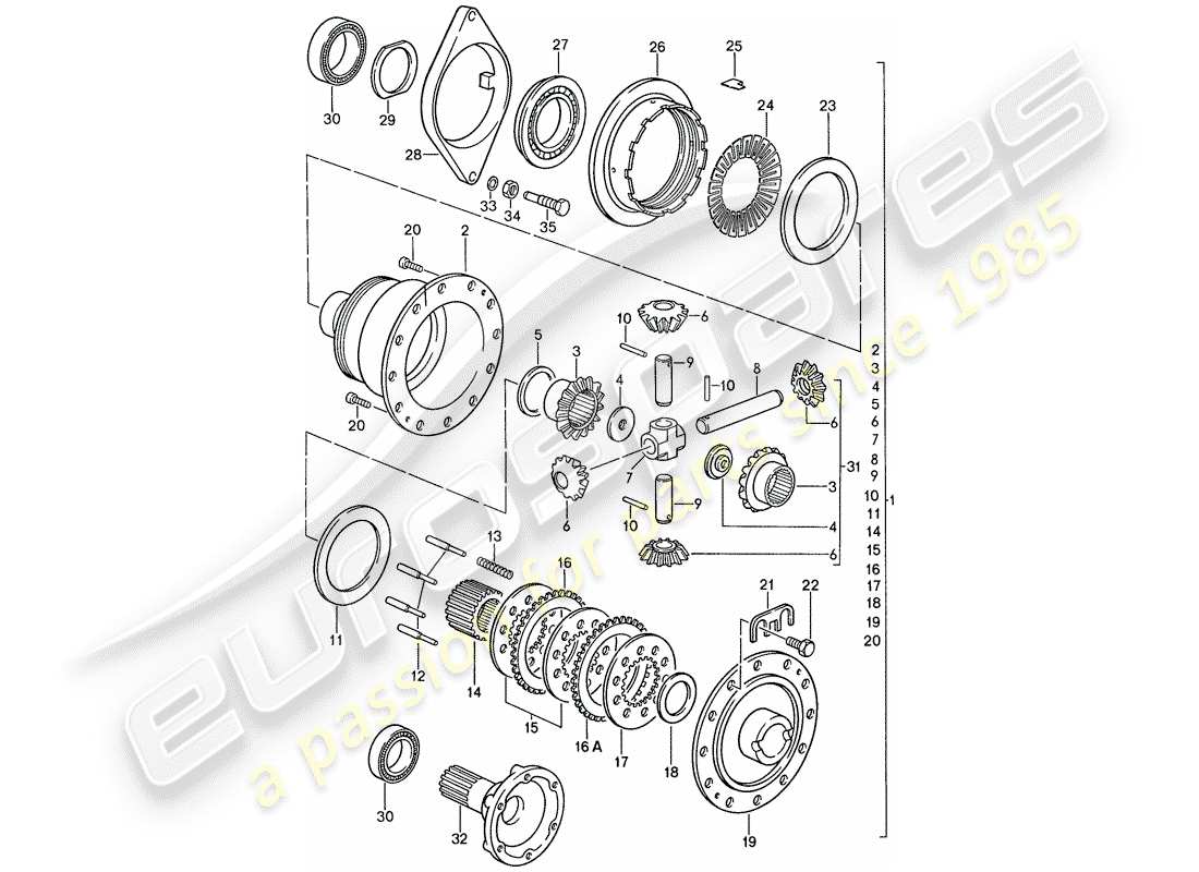 porsche 1990 (928) manual gearbox - porsche - limited slip differential - d - mj 1990>> part diagram