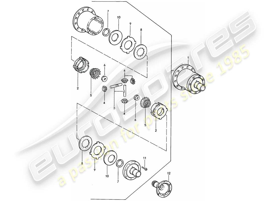 porsche 1986 (944) limited slip differential - manual gearbox parts diagram